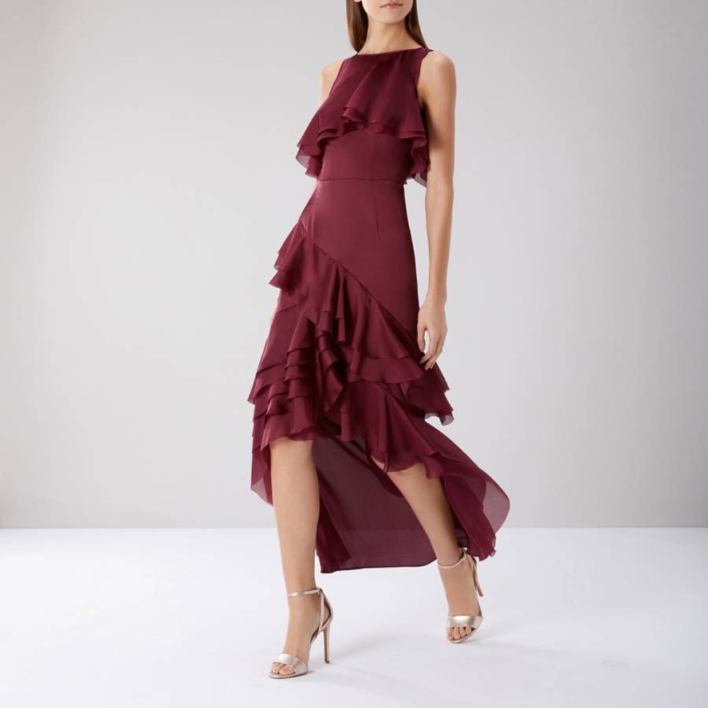 Merlot Ivey Ruffle Soft Evening Dress